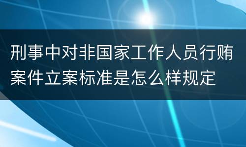 刑事中对非国家工作人员行贿案件立案标准是怎么样规定