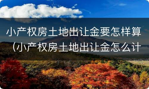 小产权房土地出让金要怎样算（小产权房土地出让金怎么计算）