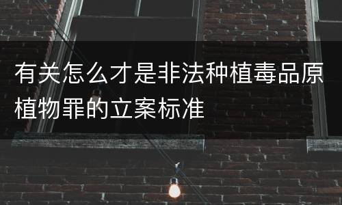 有关怎么才是非法种植毒品原植物罪的立案标准