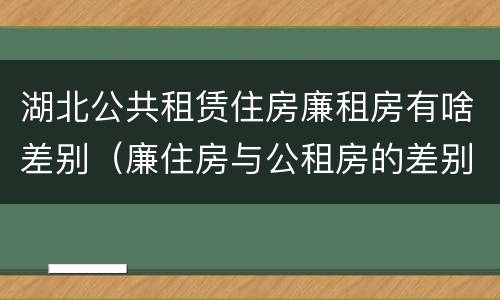 湖北公共租赁住房廉租房有啥差别（廉住房与公租房的差别）