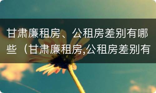 甘肃廉租房、公租房差别有哪些（甘肃廉租房,公租房差别有哪些地方）