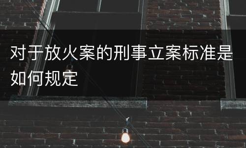 对于放火案的刑事立案标准是如何规定