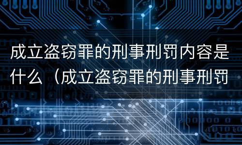 成立盗窃罪的刑事刑罚内容是什么（成立盗窃罪的刑事刑罚内容是什么意思）