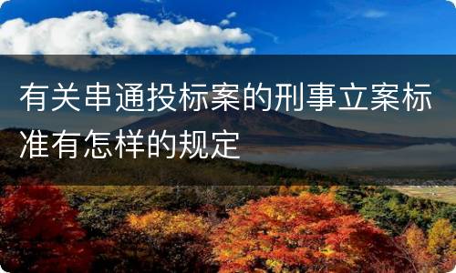 有关串通投标案的刑事立案标准有怎样的规定