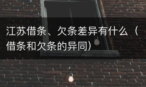 江苏借条、欠条差异有什么（借条和欠条的异同）