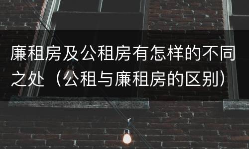 廉租房及公租房有怎样的不同之处（公租与廉租房的区别）