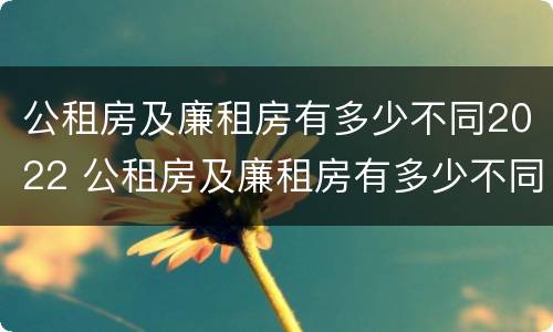 公租房及廉租房有多少不同2022 公租房及廉租房有多少不同2022年的