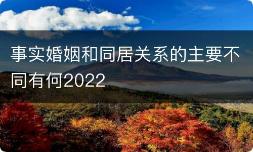 事实婚姻和同居关系的主要不同有何2022