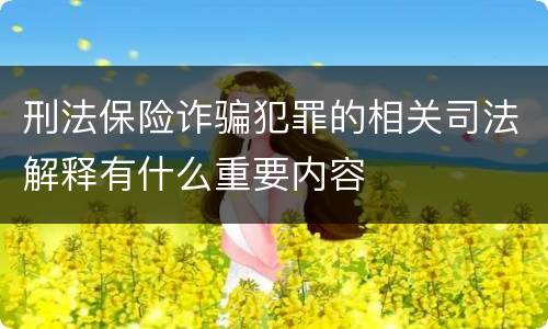 刑法保险诈骗犯罪的相关司法解释有什么重要内容