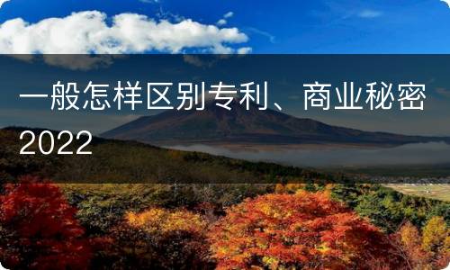一般怎样区别专利、商业秘密2022