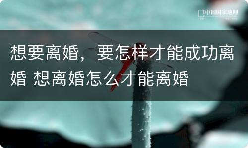 想要离婚，要怎样才能成功离婚 想离婚怎么才能离婚