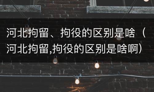 河北拘留、拘役的区别是啥（河北拘留,拘役的区别是啥啊）