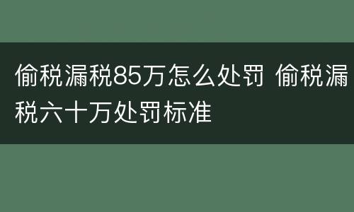 偷税漏税85万怎么处罚 偷税漏税六十万处罚标准