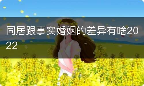 同居跟事实婚姻的差异有啥2022