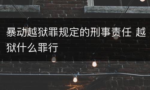 暴动越狱罪规定的刑事责任 越狱什么罪行