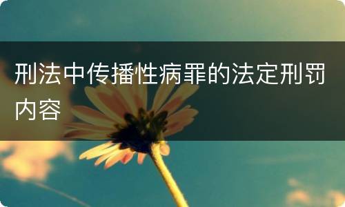刑法中传播性病罪的法定刑罚内容
