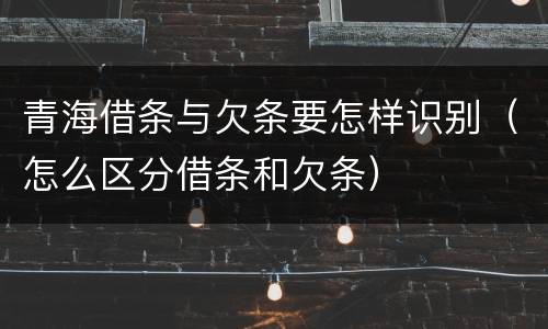 青海借条与欠条要怎样识别（怎么区分借条和欠条）