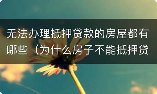 无法办理抵押贷款的房屋都有哪些（为什么房子不能抵押贷款）