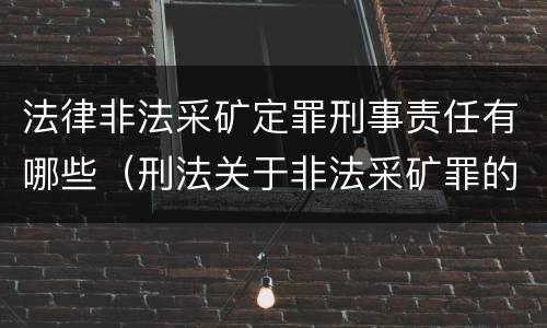法律非法采矿定罪刑事责任有哪些（刑法关于非法采矿罪的规定）