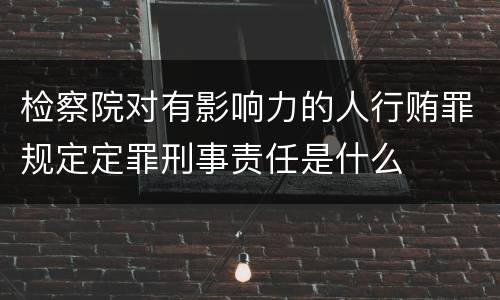 检察院对有影响力的人行贿罪规定定罪刑事责任是什么