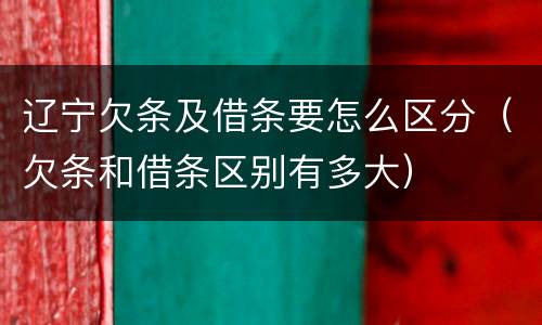 辽宁欠条及借条要怎么区分（欠条和借条区别有多大）