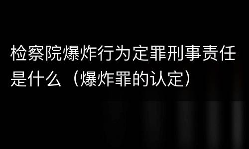 检察院爆炸行为定罪刑事责任是什么（爆炸罪的认定）