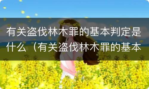 有关盗伐林木罪的基本判定是什么（有关盗伐林木罪的基本判定是什么法律）