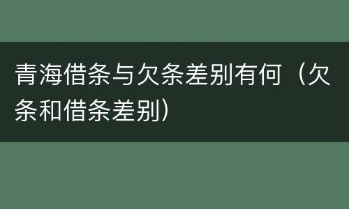 青海借条与欠条差别有何（欠条和借条差别）