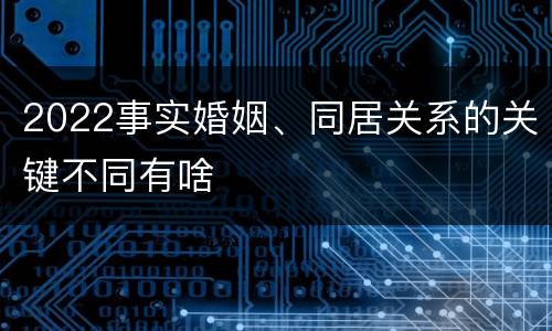 2022事实婚姻、同居关系的关键不同有啥