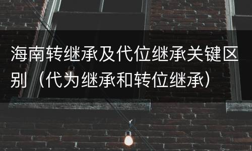 海南转继承及代位继承关键区别（代为继承和转位继承）
