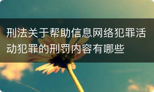 刑法关于帮助信息网络犯罪活动犯罪的刑罚内容有哪些