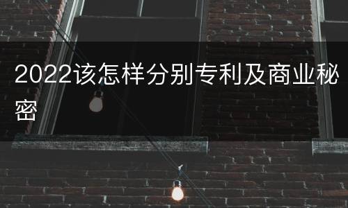 2022该怎样分别专利及商业秘密