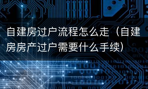 自建房过户流程怎么走（自建房房产过户需要什么手续）