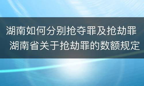 湖南如何分别抢夺罪及抢劫罪 湖南省关于抢劫罪的数额规定