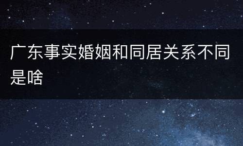 广东事实婚姻和同居关系不同是啥