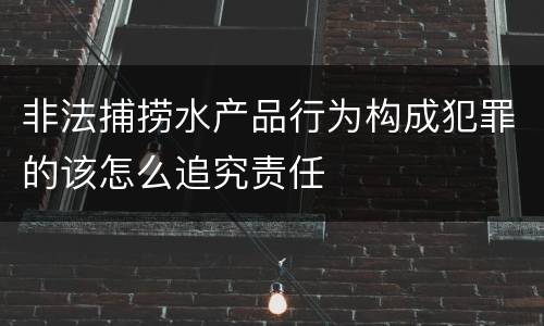 非法捕捞水产品行为构成犯罪的该怎么追究责任
