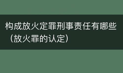 构成放火定罪刑事责任有哪些（放火罪的认定）
