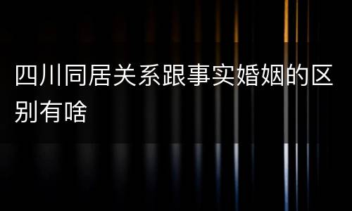四川同居关系跟事实婚姻的区别有啥