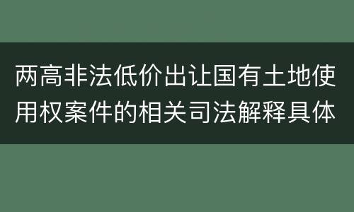 两高非法低价出让国有土地使用权案件的相关司法解释具体有哪些重要内容