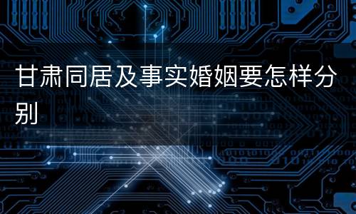 甘肃同居及事实婚姻要怎样分别