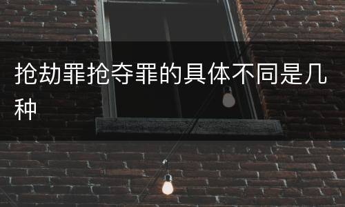 抢劫罪抢夺罪的具体不同是几种