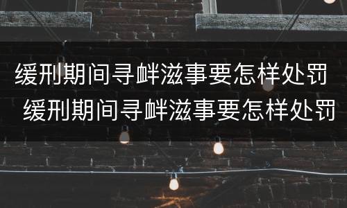 缓刑期间寻衅滋事要怎样处罚 缓刑期间寻衅滋事要怎样处罚呢