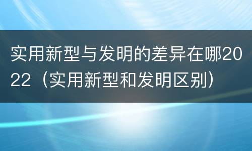 实用新型与发明的差异在哪2022（实用新型和发明区别）