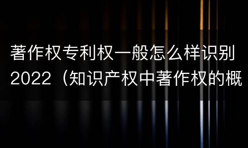著作权专利权一般怎么样识别2022（知识产权中著作权的概念）