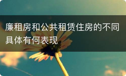 廉租房和公共租赁住房的不同具体有何表现