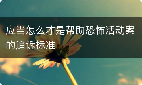 应当怎么才是帮助恐怖活动案的追诉标准