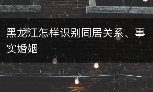 黑龙江怎样识别同居关系、事实婚姻