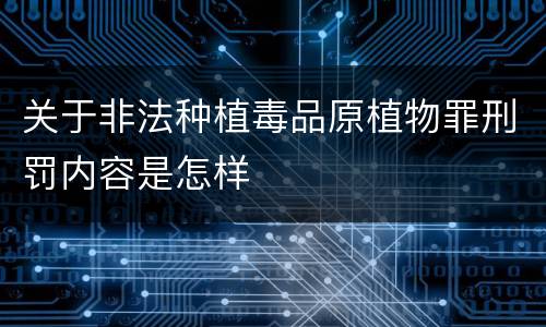 关于非法种植毒品原植物罪刑罚内容是怎样