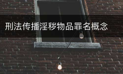 刑法传播淫秽物品罪名概念