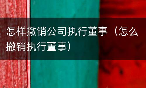 怎样撤销公司执行董事（怎么撤销执行董事）